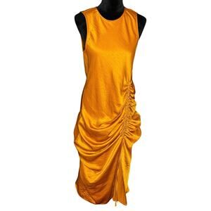 House of Harlow 1960 Women's sz L Ruched Side Event Evening Dress Burnt Orange